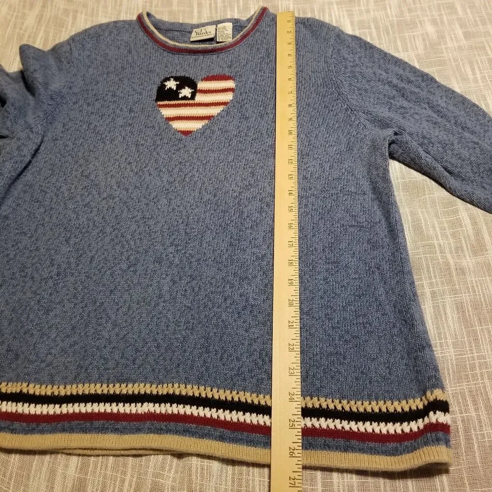 CJ Banks Vintage Sweater Knit Womens 1X Fall Winter Heart Blue Pullover